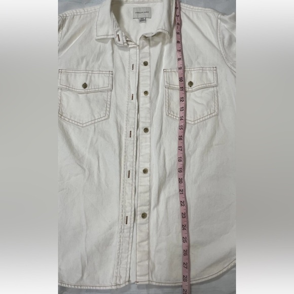 American Eagle Woman’s M Shacket Oversized Off White Denim button down Shirt - Picture 9 of 14